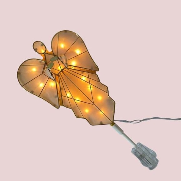 14" Plug-In Faux Capiz Shell Angel Illuminated Tree Topper Christmas Holiday - Picture 2 of 5